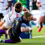 Kyle Steyn scores Glasgow's third try of the night